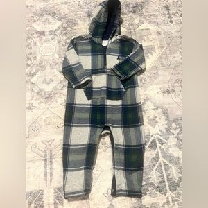Baby Gap plaid green and navy onsie Boys 12-18 months